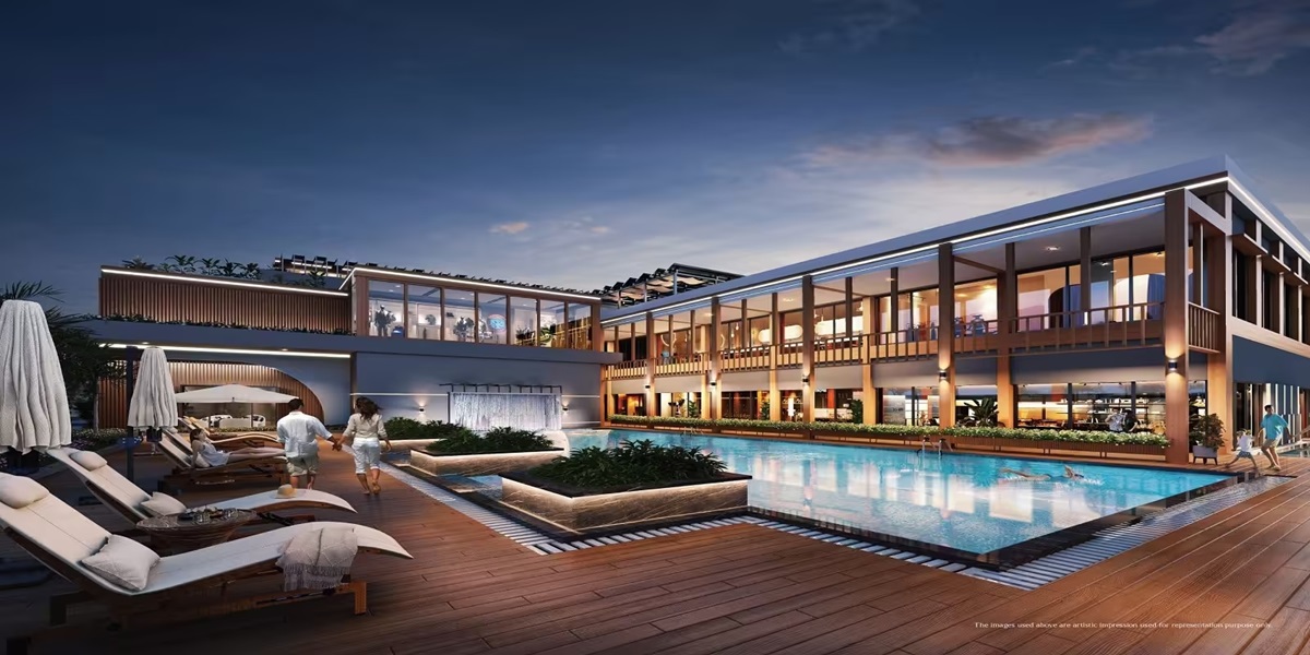 Community clubhouse rendering for M2K Olive Greens 104